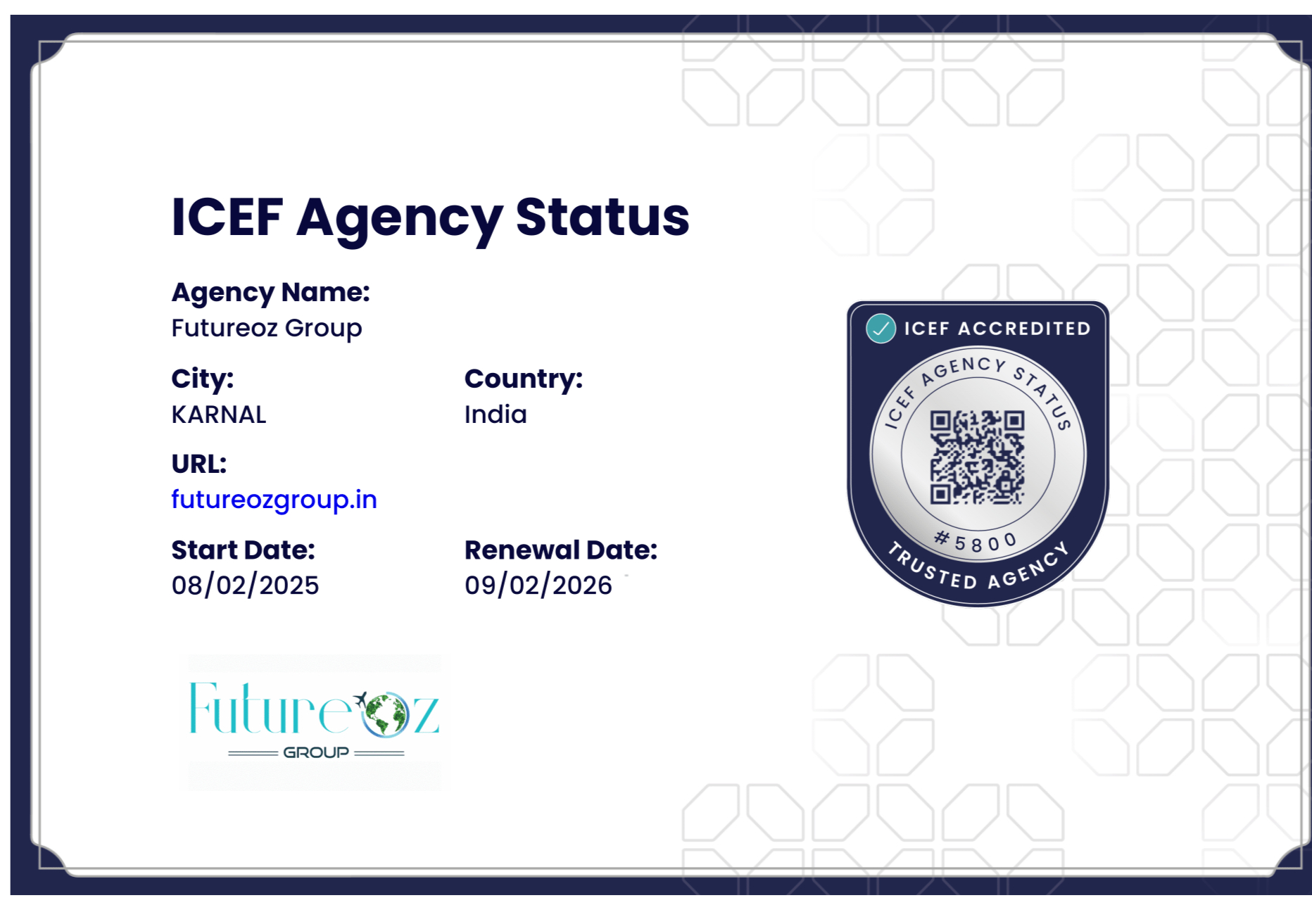 ICEF Certificate